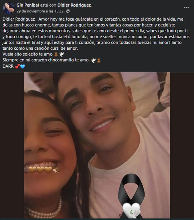 La novia de Didier Rodríguez se despidió de él con este sentido mensaje (Foto: Gin Penibal / Facebook)