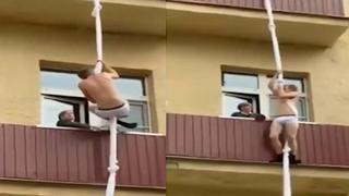 Amante es confundido con ladrón cuando escapaba colgado de una sábana por los balcones