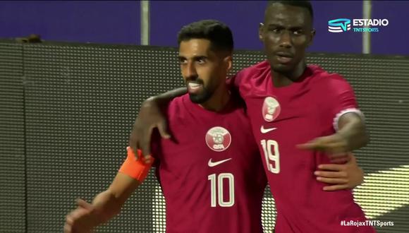 Dos goles de Qatar en menos de 10 minutos frente a Chile. (Foto: captura estadio TNT)