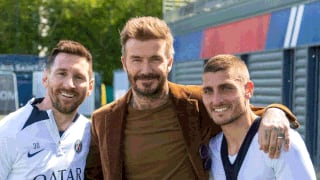 Atención, Barça: Messi recibió la visita de Beckham en entrenamiento de PSG