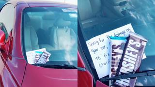 Chocó un auto en un estacionamiento y pagó los daños con chocolates en vez de dinero