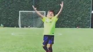 Todo un protagonista: Mateo Messi celebró su cumpleaños con festejo de gol como su padre [VIDEO]