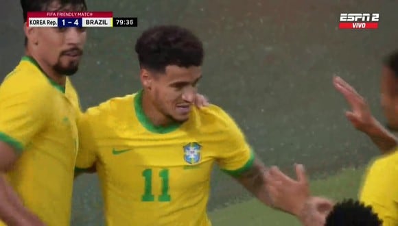 Coutinho marcó golazo para el 4-1 de Brasil vs Corea del Sur. (Fuente: ESPN)