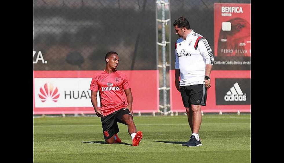 Mira cómo fue el primer entrenamiento de André Carrillo (Benfica)