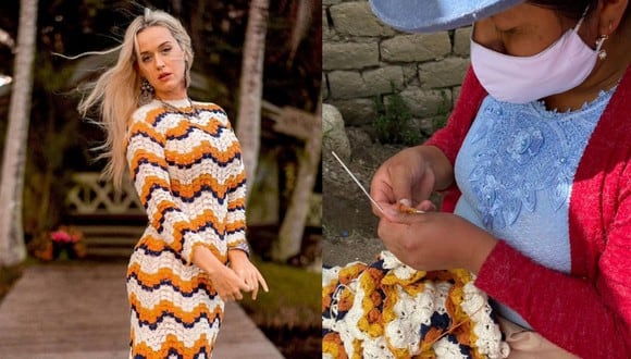 Katy Perry usó vestido tejido por artesana peruana en el video oficial de “Electric”. (Foto: @escvdo)