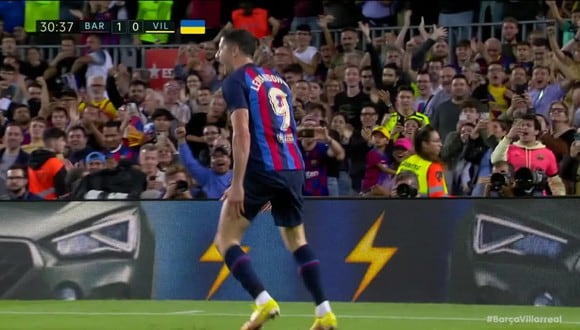 Barcelona se da un paseo con el Villarreal. Lewandowski anotó dos goles en el primer tiempo. (Foto: Captura ESPN)