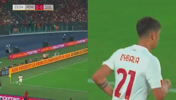 Paulo Dybala protagonizó un curioso momento durante el partido amistoso entre Roma y Shakhtar Donetsk. (Foto: captura)