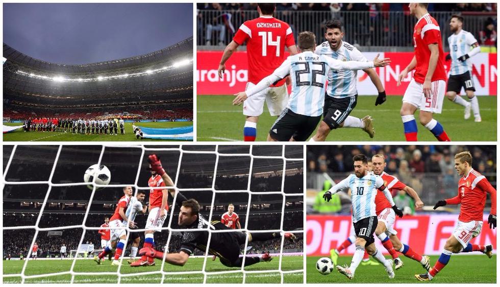 Las mejores postales que dejó el amistoso entre Argentina y Rusia en Moscú. (AFP / AP)