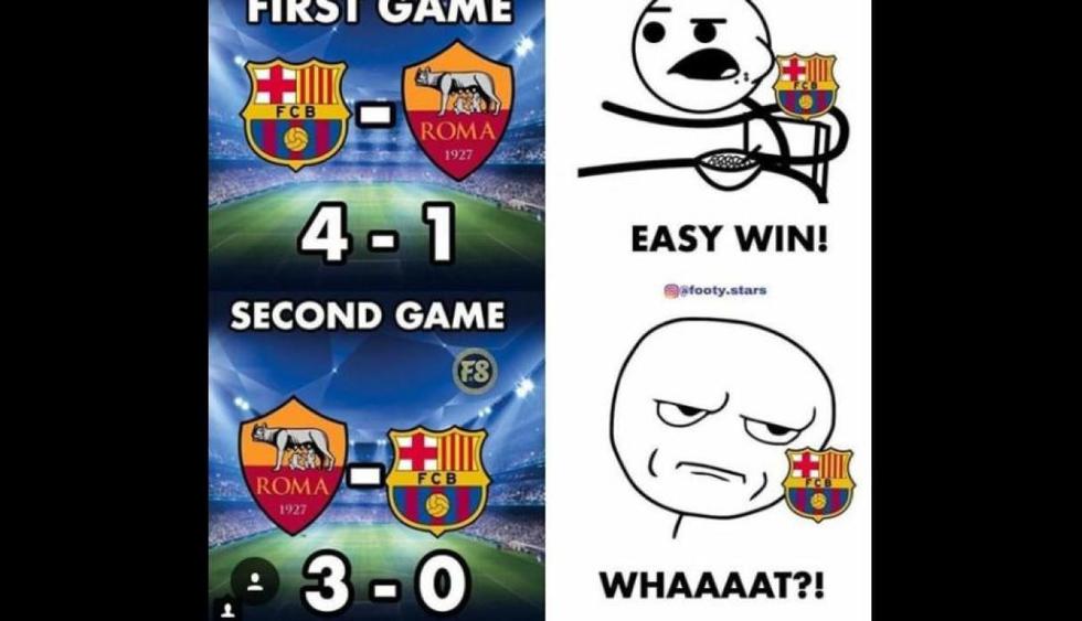 Los mejores memes del Barcelona-Roma por la vuelta de cuartos de final de Champions League. (Difusión)