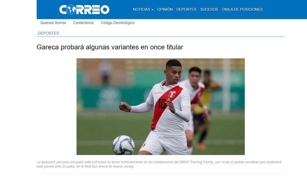 Así informa la prensa 'tricolor' antes del amistoso FIFA entre Perú y Ecuador. (Foto: captura)