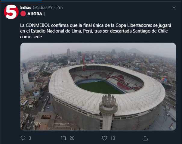 Este es el tuit de 5 Dïas de Paraguay.