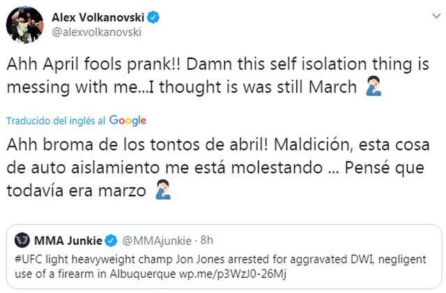 La reacción de los peleadores de UFC ante el nuevo arresto de Jon Jones. (Twitter)