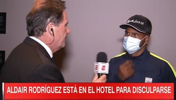 Aldair Rodríguez llegó al hotel de la concentración de River para disculparse con Robert Rojas. (Captura: ESPN)