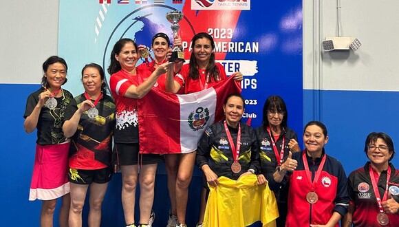Montes, Gorriti y González consiguieron la medalla de oro en el Campeonato Panamericano Master de Tenis de Mesa 2023. (Foto: Difusión)
