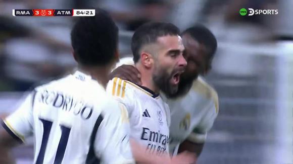 Gol de Carvajal para el 3-3 del Real Madrid vs. Atlético de Madrid. (Vídeo: X).