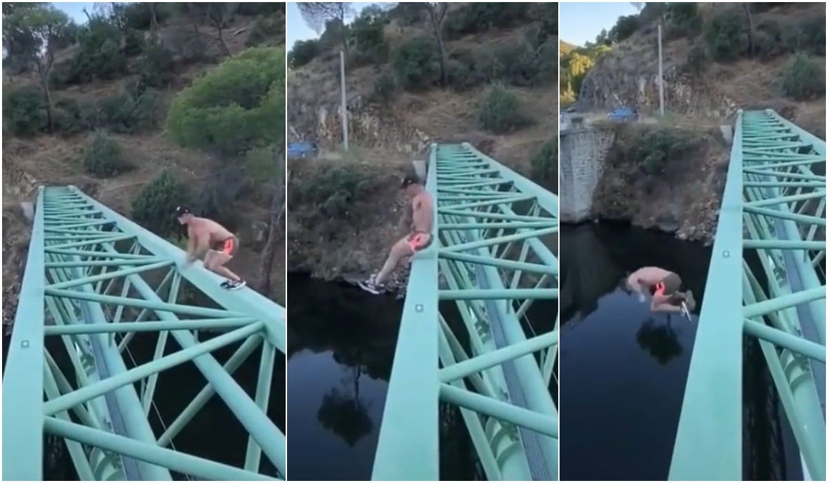 Realiza pirueta acrobática sobre puente, pisa mal, cae sobre su coxis y final es inesperado. (TikTok)