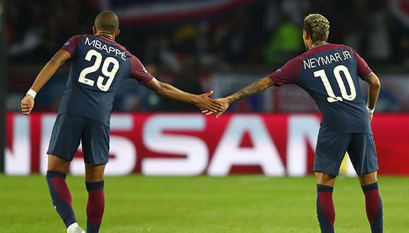 Kylian Mbappé y Neymar demuestran que se llevan muy bien en la interna de PSG. (Foto: Getty Images)