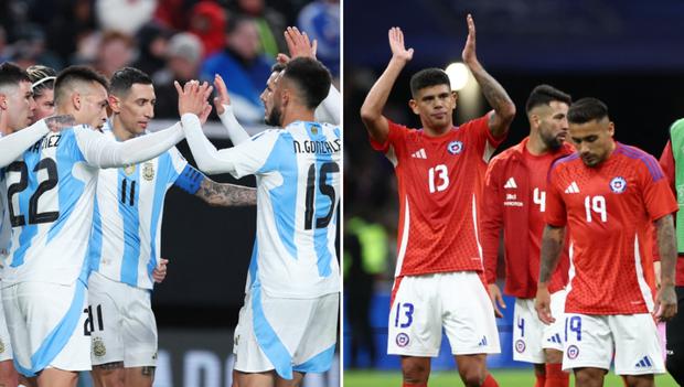 La selección de Argentina llega con la presión de ser la última campeona del Mundo. Chile arranca un proceso con Gareca, el cual despierta mucha ilusión. (Foto: AFP / Collage)