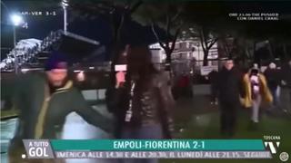 Reportera del ‘Calcio’ fue atacada en pleno enlace en vivo por un hincha: la policía ya lo busca