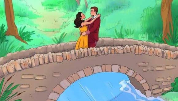 Reto visual: solo un genio puede identificar el error en la imagen de la pareja en el puente (Foto: Genial.Guru).