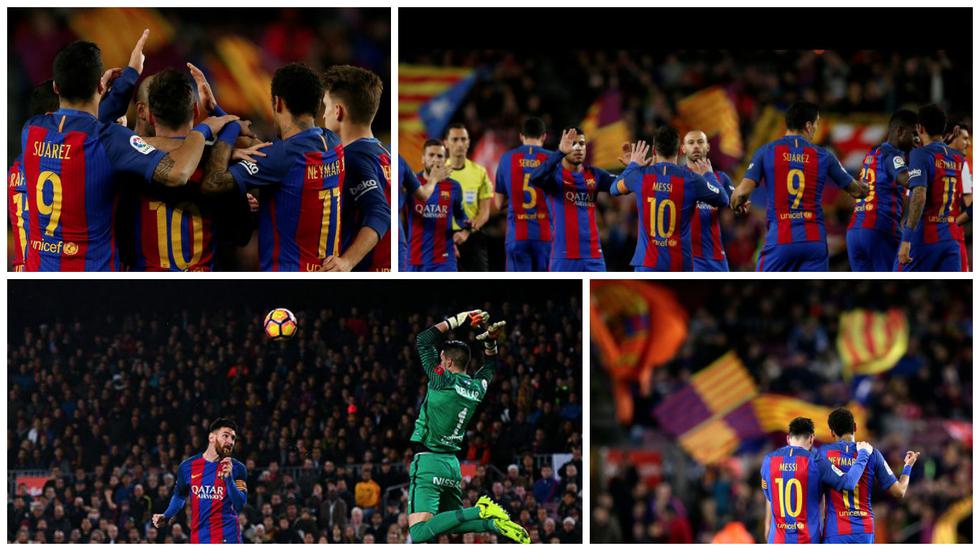 Con un plantel así de unido se puede pelear La Liga: lo que no te mostró DirecTV del Barcelona-Sporting Gijón. (Foto: Getty / AFP)