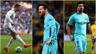 Tras la 'perla' de Messi de tiro libre: la tabla de goleadores de la Liga Santantander 2017/18