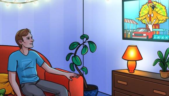 Un acertijo visual que consiste en dar con el error en la escena de un hombre viendo televisión en su sala pondrá a prueba tus habilidades. | Crédito: smalljoys.tv
