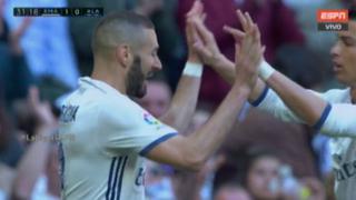 Perdón Morata: Karim Benzema abrió el marcador con perfecto zurdazo en primera