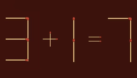 RETO MATEMÁTICO | Resuelve el rompecabezas para transformar 3+1=7 agregando 2 cerillas para corregir la ecuación. | FresherLive