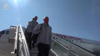 Llegada de la Selección española a Lisboa para jugar el partido amistoso ante Portugal