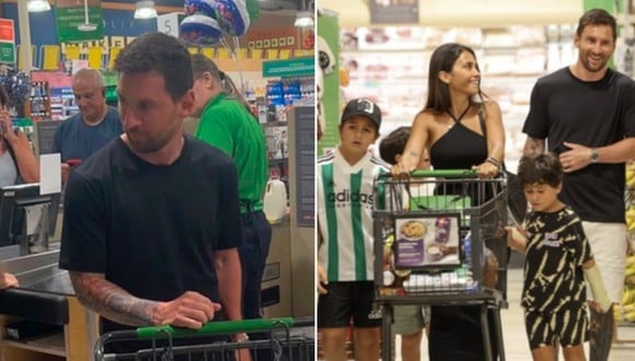 FOTO VIRAL | En esta imagen se aprecia a Lionel Messi en un supermercado de Miami, lugar al que fue con su esposa e hijos. (Foto: @giraltpablo y @_MiguelLugo en Twitter)