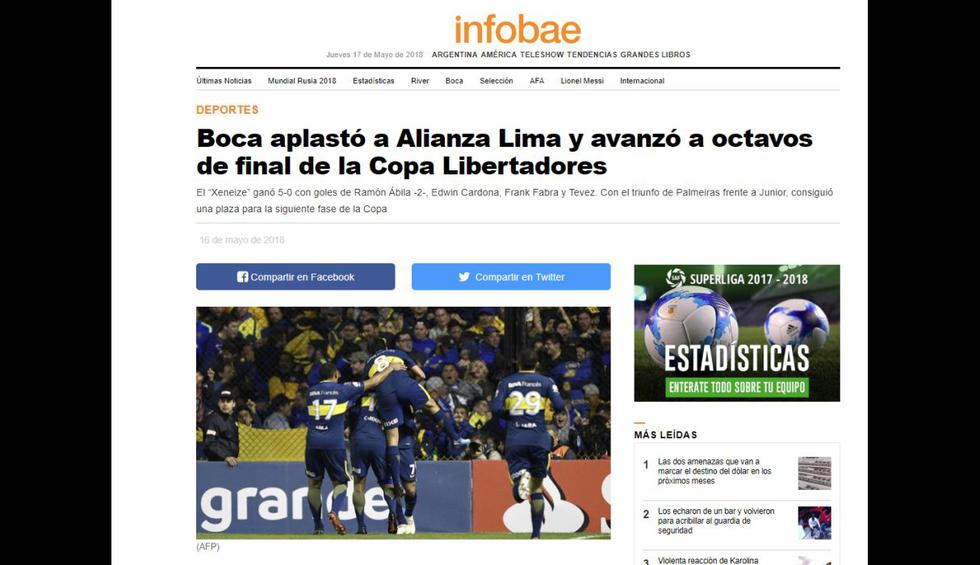 Alianza Lima cayó 5-0 ante Boca Juniors. (Captura)