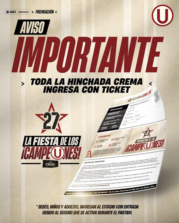 Notice for fans of Universitario de Deportes.  (Photo: X)