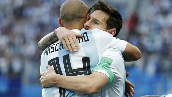 Lionel Messi y Javier Mascherano jugaron en la Albiceleste hasta el Mundial de Rusia 2018. (Getty)