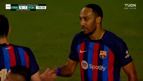 Infló las redes: gol de Aubameyang para el 1-0 de Barcelona vs. Inter Miami. (TUDN)