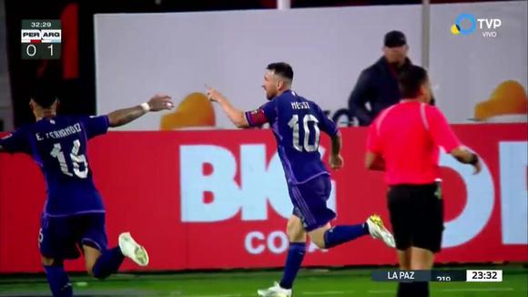 Lionel Messi anotó el 1-0 de Argentina vs. Perú, por Eliminatorias. (Video: TV Pública)