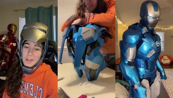 Un video viral muestra cómo una ingeniera recreó su propia versión de la armadura de Iron Man en tamaño real. | Crédito: @emily.the.engineer / TikTok.