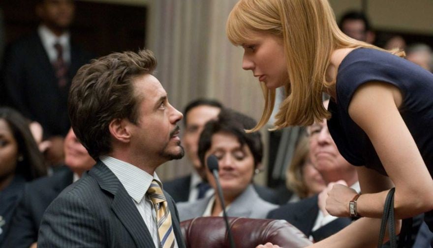 Paltrow y Downey Jr. en escena en la saga de Iron Man