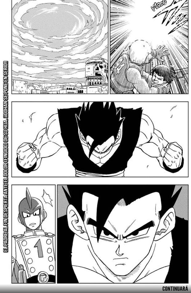 Gohan becomes serious at the suffering of his daughter.  Photo: Manga Plus