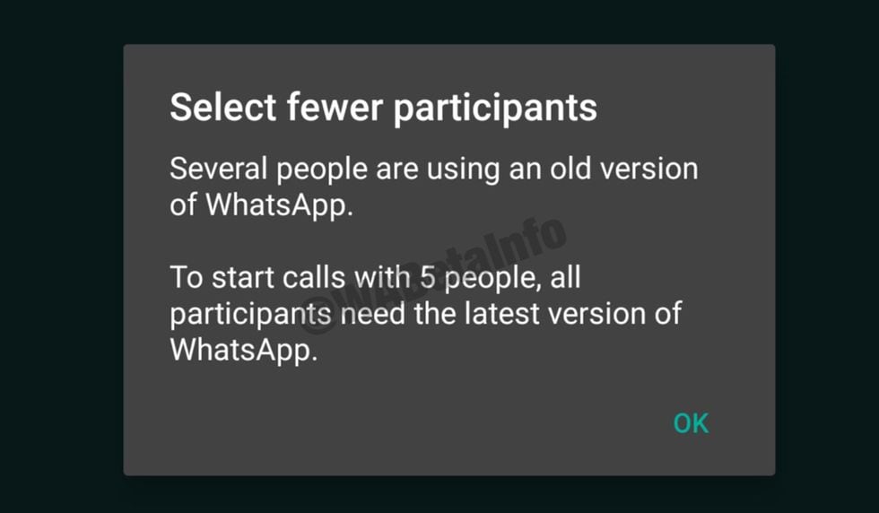 Aún no están habilitadas las videollamadas de WhatsApp de más de 4 personas. (Foto: WABeta Info)