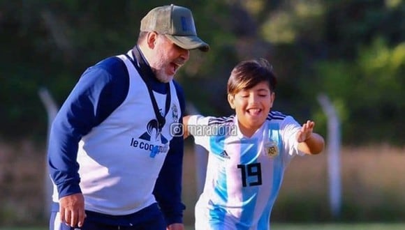 La preocupación de Maradona con su nieto Benjamín. (Foto: Instagram)