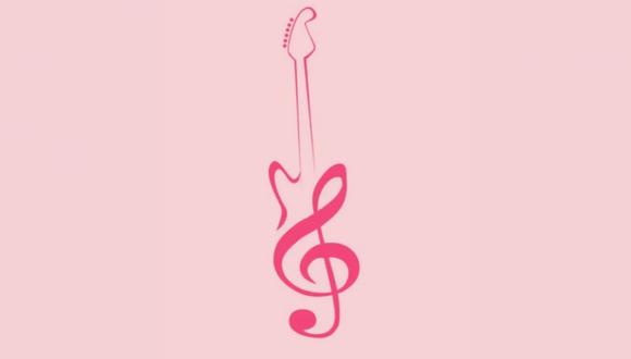 En esta imagen, cuyo fondo es de color rosado, se aprecia el dibujo de una guitarra y el de una nota musical. (Foto: MDZ Online)
