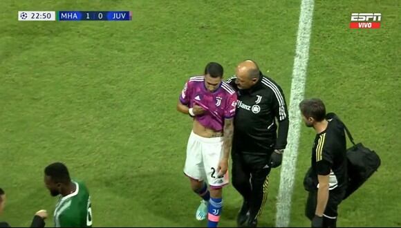 Ángel Di María sufrió una lesión jugando con Juventus en la Champions League. (Foto: Captura)