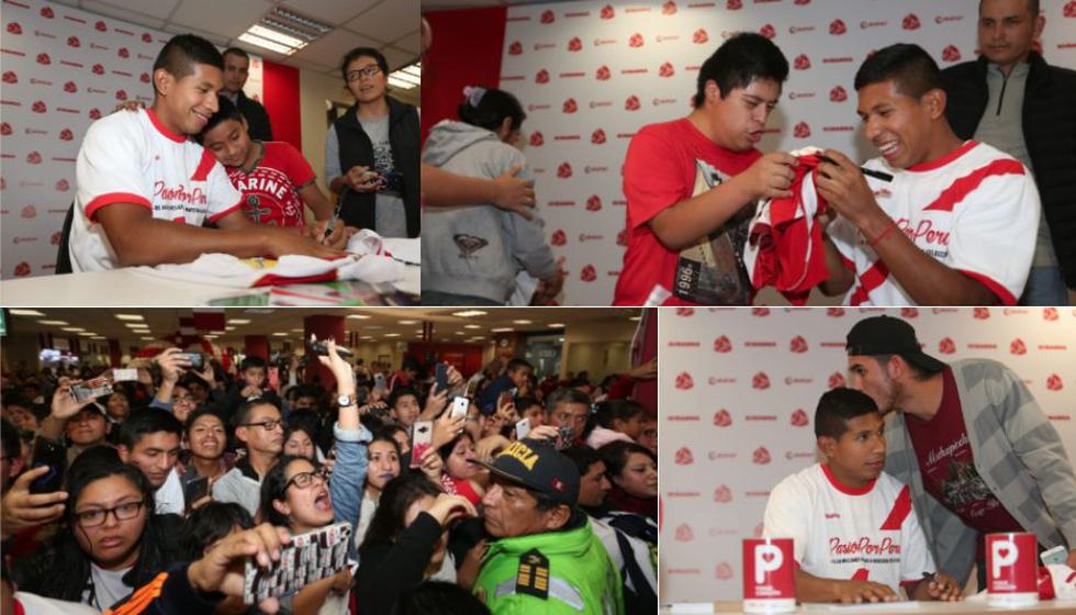 Edison Flores desató la euforia en firma de autógrafos antes de su partida. (Fotos: Violeta Ayasta)