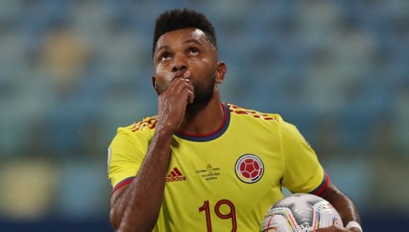 Miguel Borja es el máximo anotador de la Selección Colombia en estas Eliminatorias con tres tantos. (Foto: AFP)