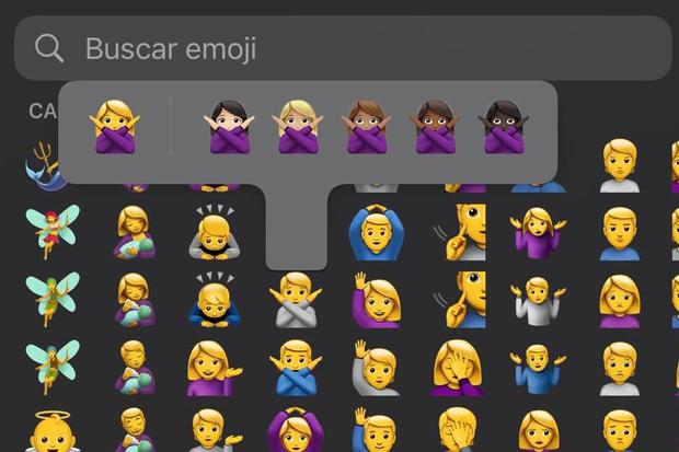 La persona con brazos en "X" figura entre los emojis de WhatsApp con distintos sexos. (Foto: MAG)
