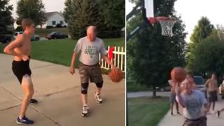 Joven es dejado en ridículo por un anciano al que reto a jugar básquetbol