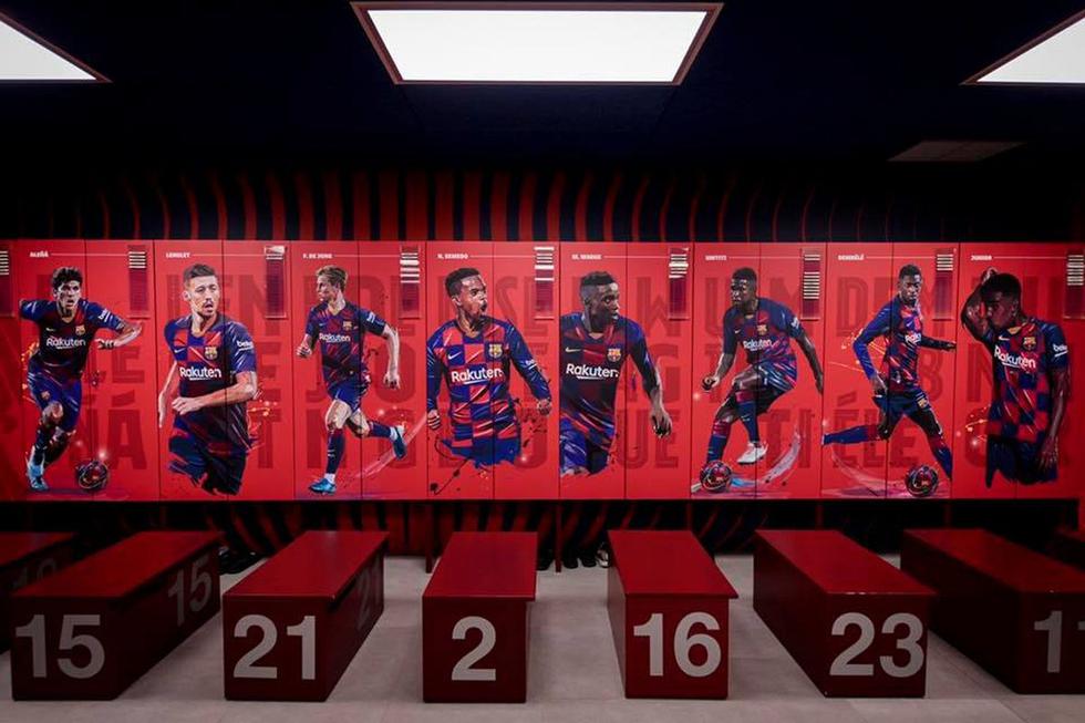 El FC Barcelona remodeló su vestuario con pinturas de cada jugador del primer equipo. (FC Barcelona Facebook)