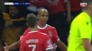 Paridad en Francia: Joao Mario y el gol del empate para el 1-1 de Benfica vs. PSG [VIDEO]