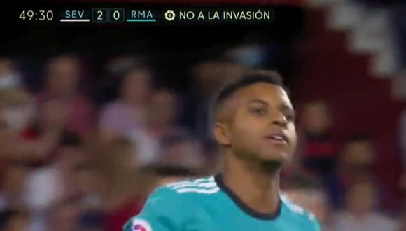 Rodrygo Goes marcó el descuento del Real Madrid vs. Sevilla por LaLiga Santander. (Foto: Captura de pantalla de DirecTV Sports)